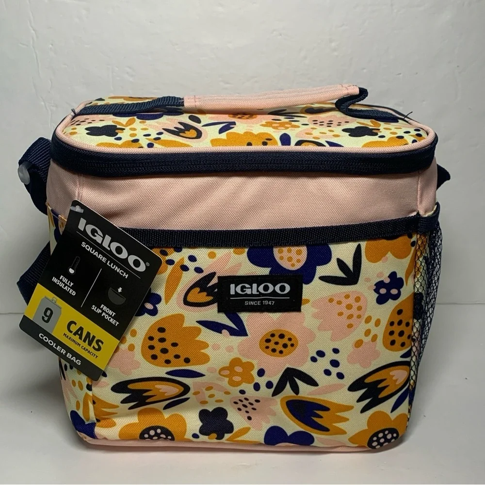 Igloo Lunch Cooler 9 Can Square Bag Retro Floral New